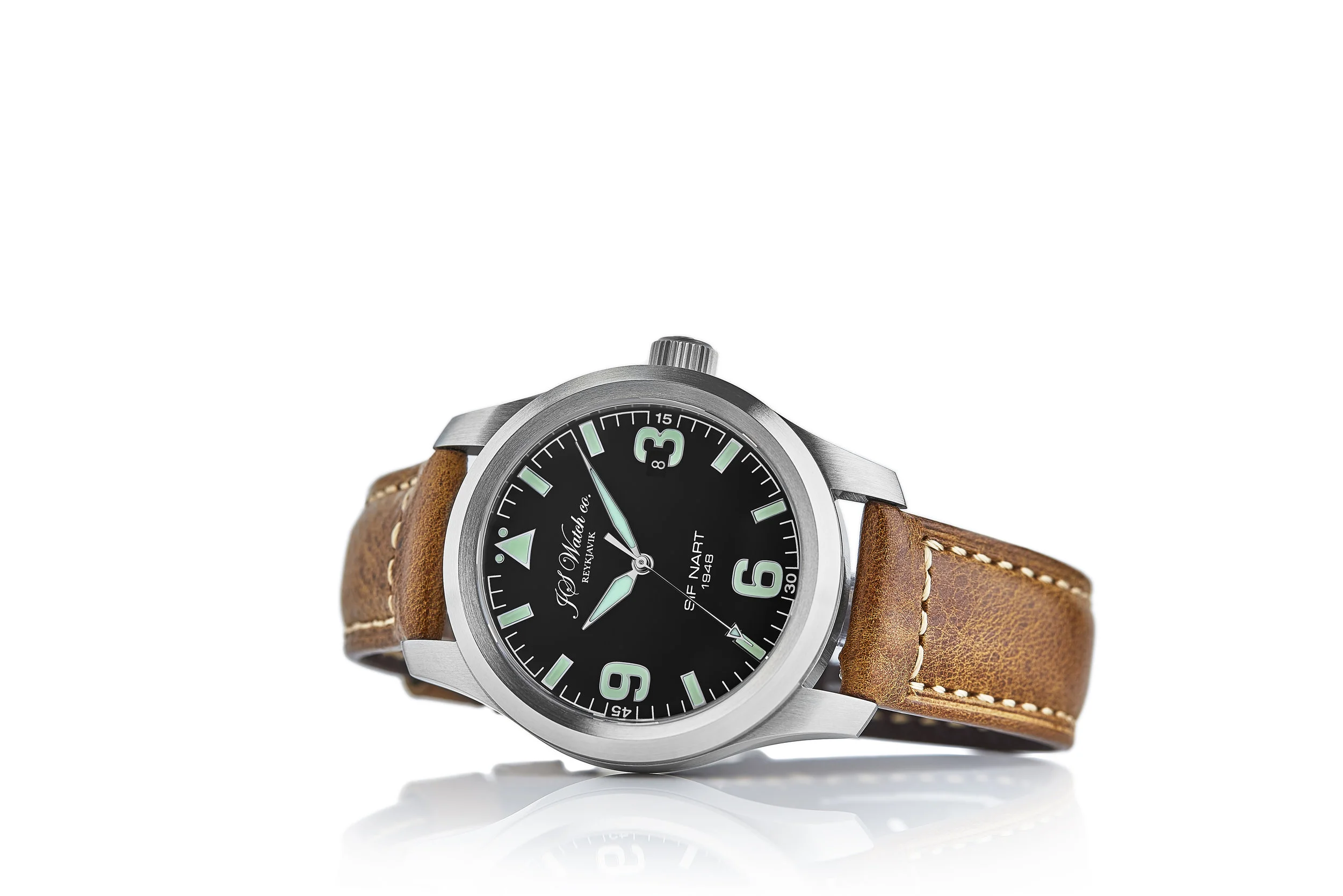 【新品】ナイルクロコ　ドラーロ　エクサルティファクト　ヒマラヤ　ラウンドジップ ヒマラヤ クロノグラフ 40mm シルバー グリーンダイヤル ブラウン